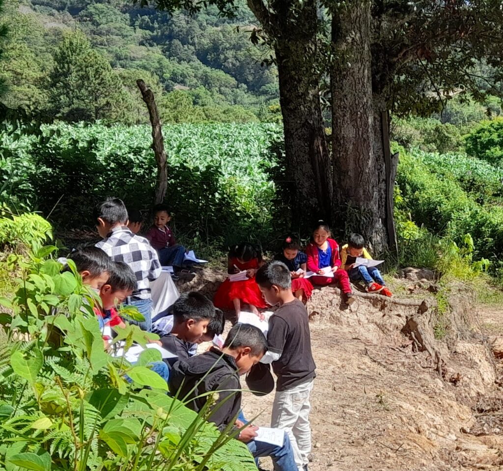 Sunday school under trees